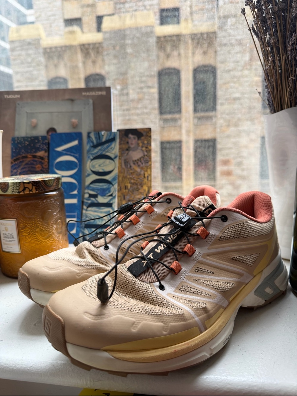 Salomon Beige Peach Trail Sneakers
